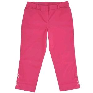 Talbots Perfect Crop Pants Pink Capri Stretch Cotton Preppy Gingham Size 8P